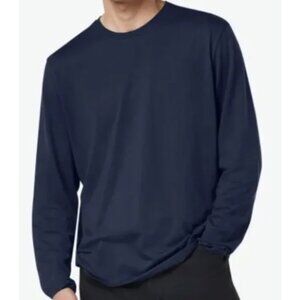 BOMBAS Air Slub Cotton Crewneck Long-Sleeve Mens T-Shirt Midnight Navy Size L